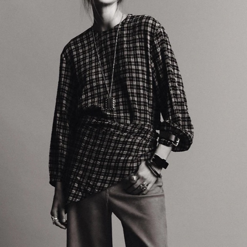 ZW COLLECTION PLAID SCARF SHIRT in Bloomington